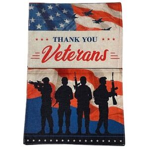 Thank You Veterans Garden Flag American Flag Military Soldiers Patriotic USA